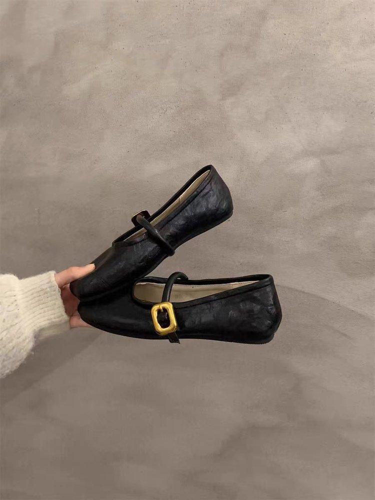 

Gentle evening wind ballet shoes 2025 new French small fragrant temperament round head shallow mouth inner height increase Mary Jane shoes 40 чёрный