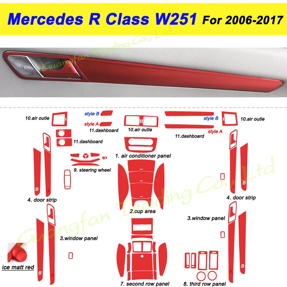For Mercedes R Class W251 2006-2017 Car-Styling  Carbon Fiber Car Interior Center Console Color Change Molding Sticker Decals