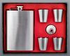 Elegant Silver Hip Flask with Four Gentelo Glasses