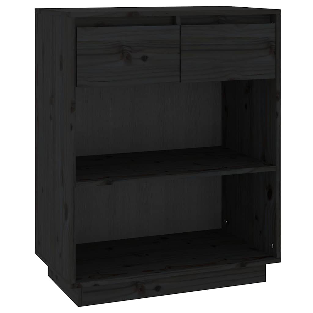 Vidaxl Szafka, Czarna, 60X34X75 Cm, Lite Drewno Sosnowe