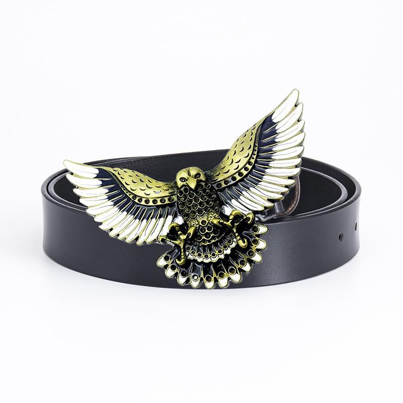 Domineering Eagle Fashion Belt Hip Hop Rock Style Men's Whole Cowhide Personalized Retro Belt Stage Decoration Belt