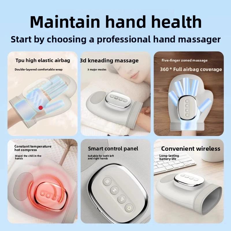 Handmassagegerät mit Airbag-Kompression Finger Handgelenk Handflächen-Massagegerät Vibrationshandschuh zur Entspannung der Handmuskulatur Geschenk für Männer Frauen