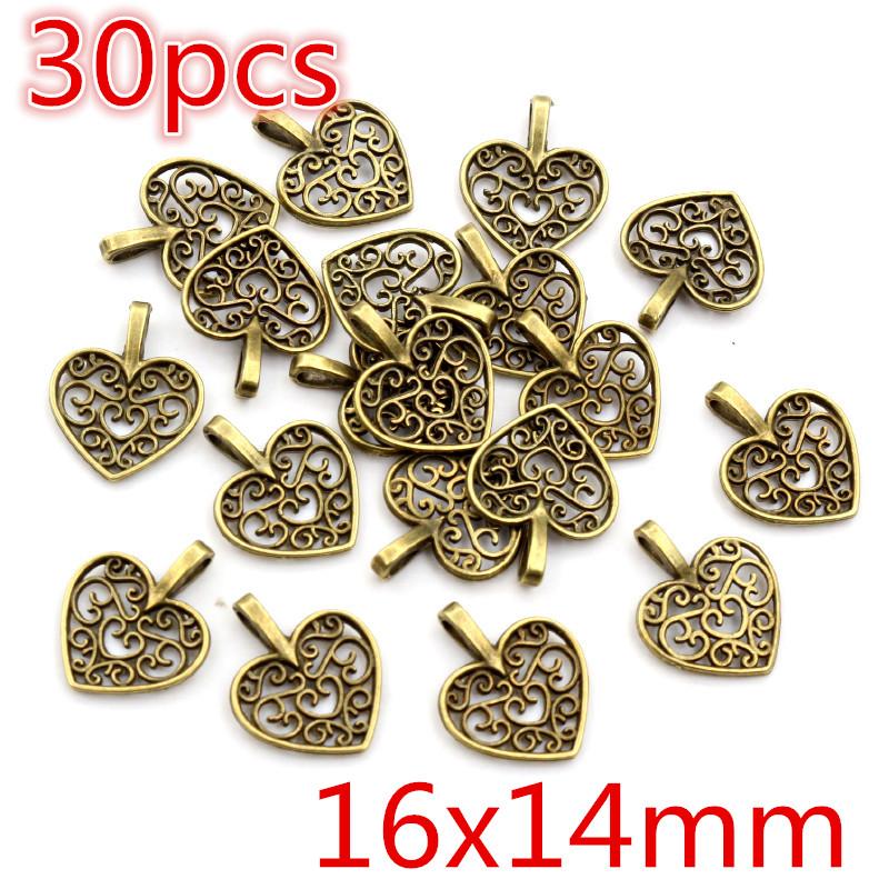 New Fashion Antique Silver Plated Bronze Heart Chrams Metal Alloy Pendant Charms for DIY Neckalce Jewelry Making Findings