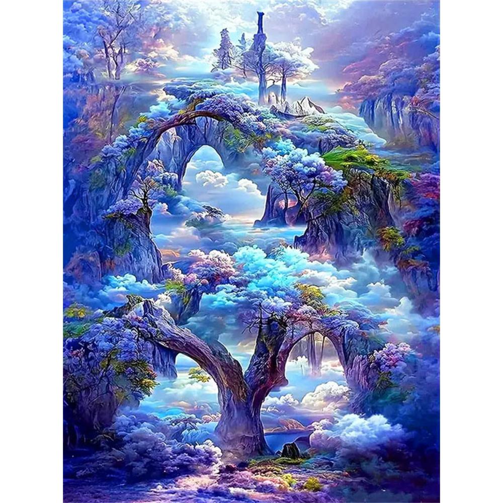 Full Diamond Painting Landscape Diamond Mosaic Waterfall Embroidery Tree Fantasy Wall Decor Craft Kit