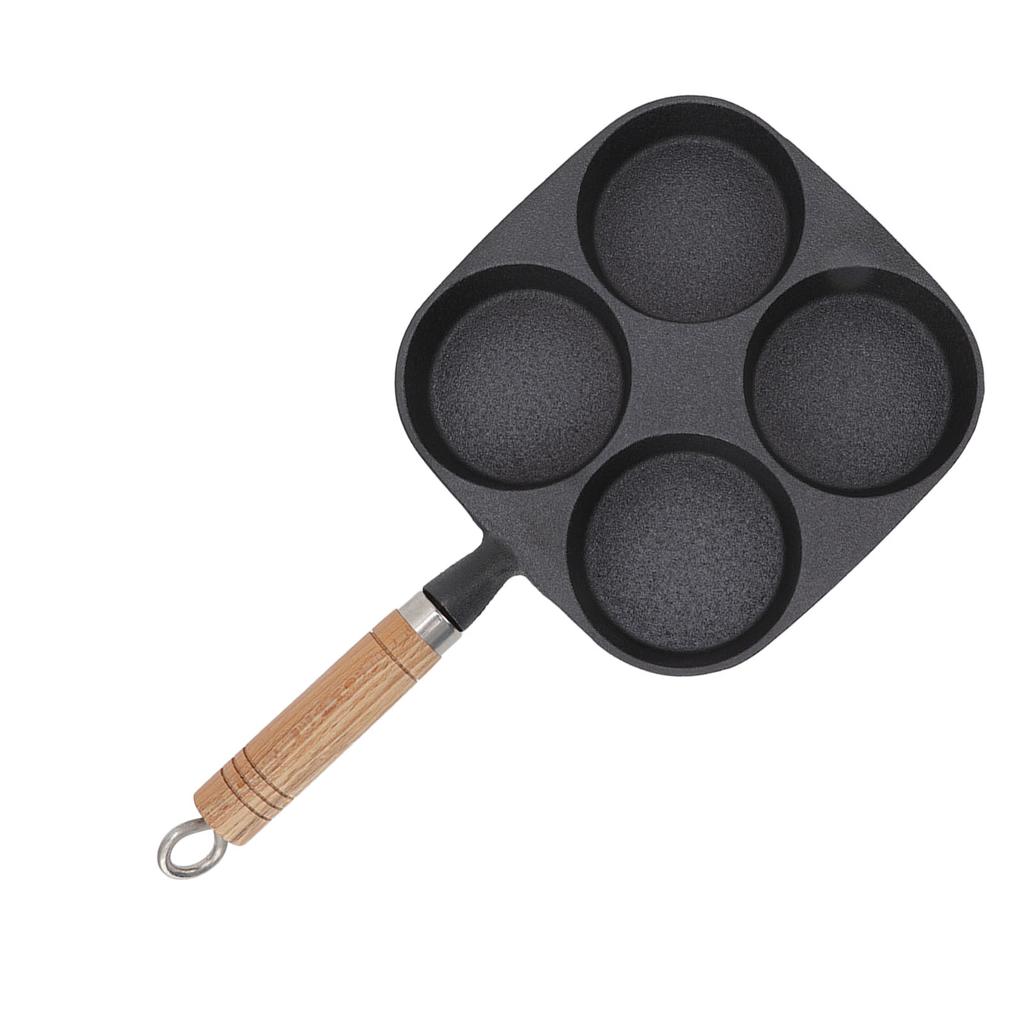 Egg Pan 4 Cup Egg Frying Pan with Wooden Handle for Breakfast Pancakes Omelettes