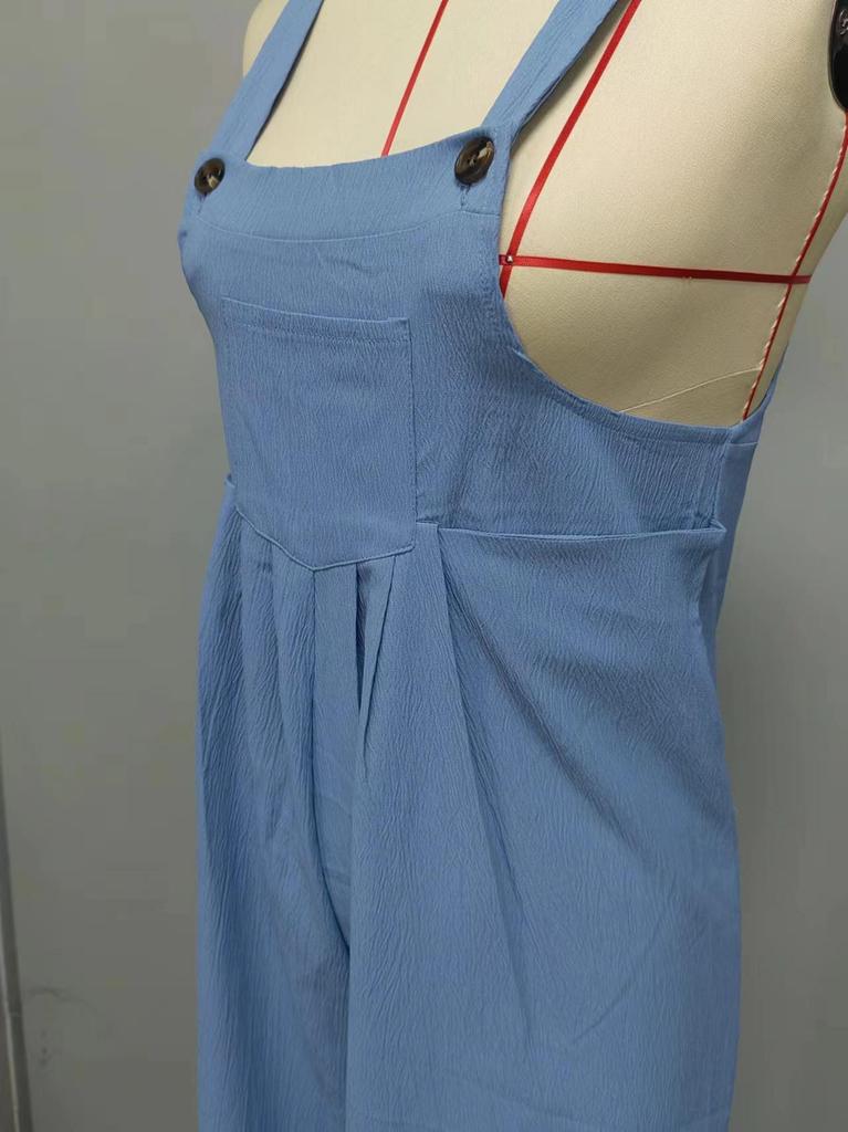 2025 European & American Women's Retro Casual Solid Color Overalls