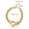 Heart Bracelet for Women Stainless Steel Charm Cuban Chain Bracelets Gold Color Anklet Vintage Jewelry Accessories Birthday Gift