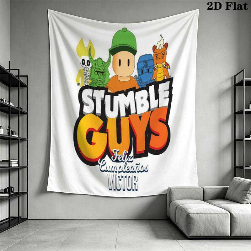 Stumble Guys Sprint Telo da Parete Stampato Coperta in Tessuto Arazzi Decorativi per Camera da Letto Soggiorno Arredamento per la Casa
