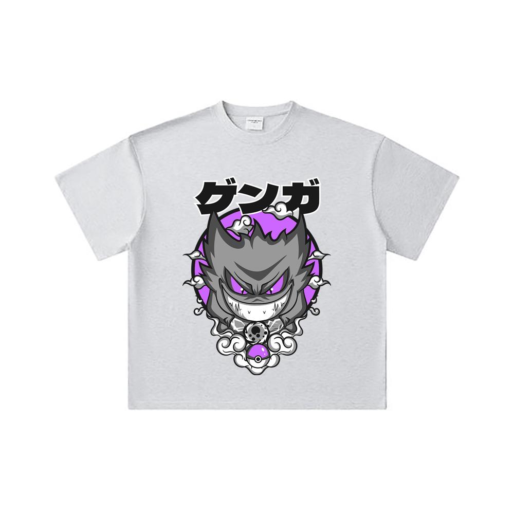 260 GSM Double Yarn 32 Count 100% Cotton Pokemon V10 Gengar Print Unisex Heavy Cotton T Shirt