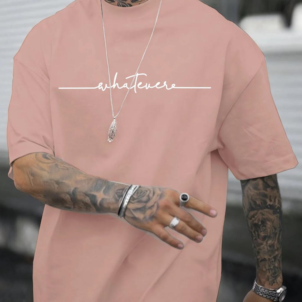 The 2025 Summer Men's 100% Pure Cotton Sporty Casual Loose Letter Print Comfortable Short-sleeved T-shirt Is Loose