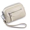 Wallet for Women Double Zipper Coin Purses Lightweight Portable Wristband Wallets Genuine Leather Change Organizer with 2 Zipper