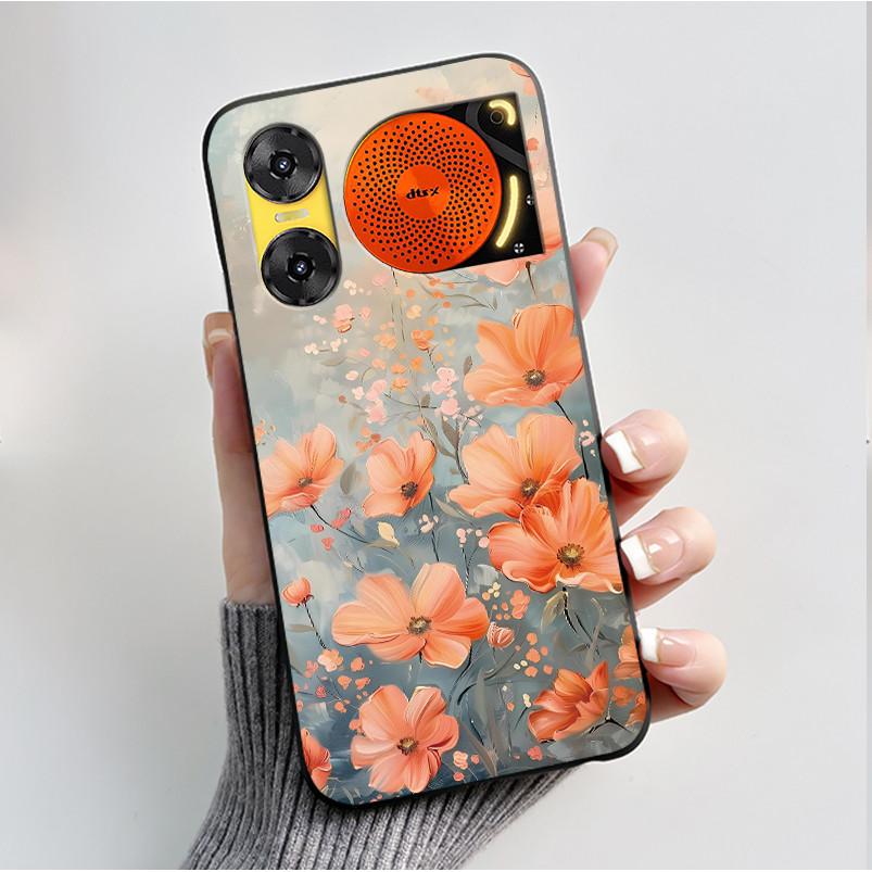 Printing Case For ZTE Nubia Music 2 Music2 Soft Silicone Black Shell For ZTE Nubia Music Z2353 Cover Cute Flower Cartoon Casing