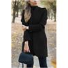 Autumn Winter New Fashion Solid Color Stand Collar Woolen Coat for Women European American Style