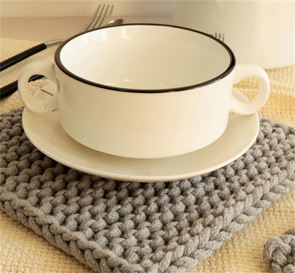 Topflappen, Küchenutensil, Baumwolle, Hitzebeständiger gehäkelter Topflappen mit Aufhängeschlaufen, Quadratische Hitzeschutzmatten für Küche, Kochen und Backen