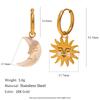 Dreamidea Gold Plated Stainless Steel Drop Earrings with Pearl Accents Celestial Asymmetric Jewelry for Anniversary