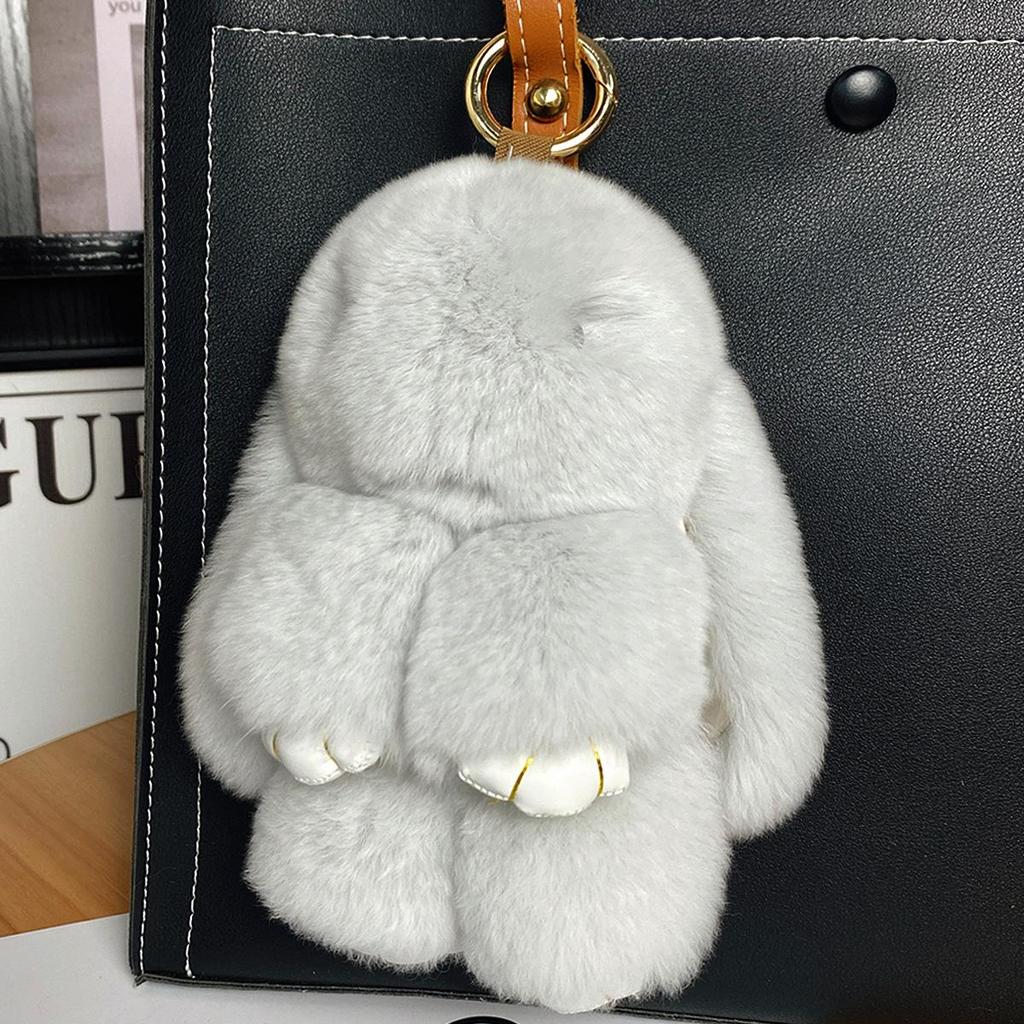 Mini Rex Rabbit Fur Pom Pom Keychain Bag Charm Keyring
