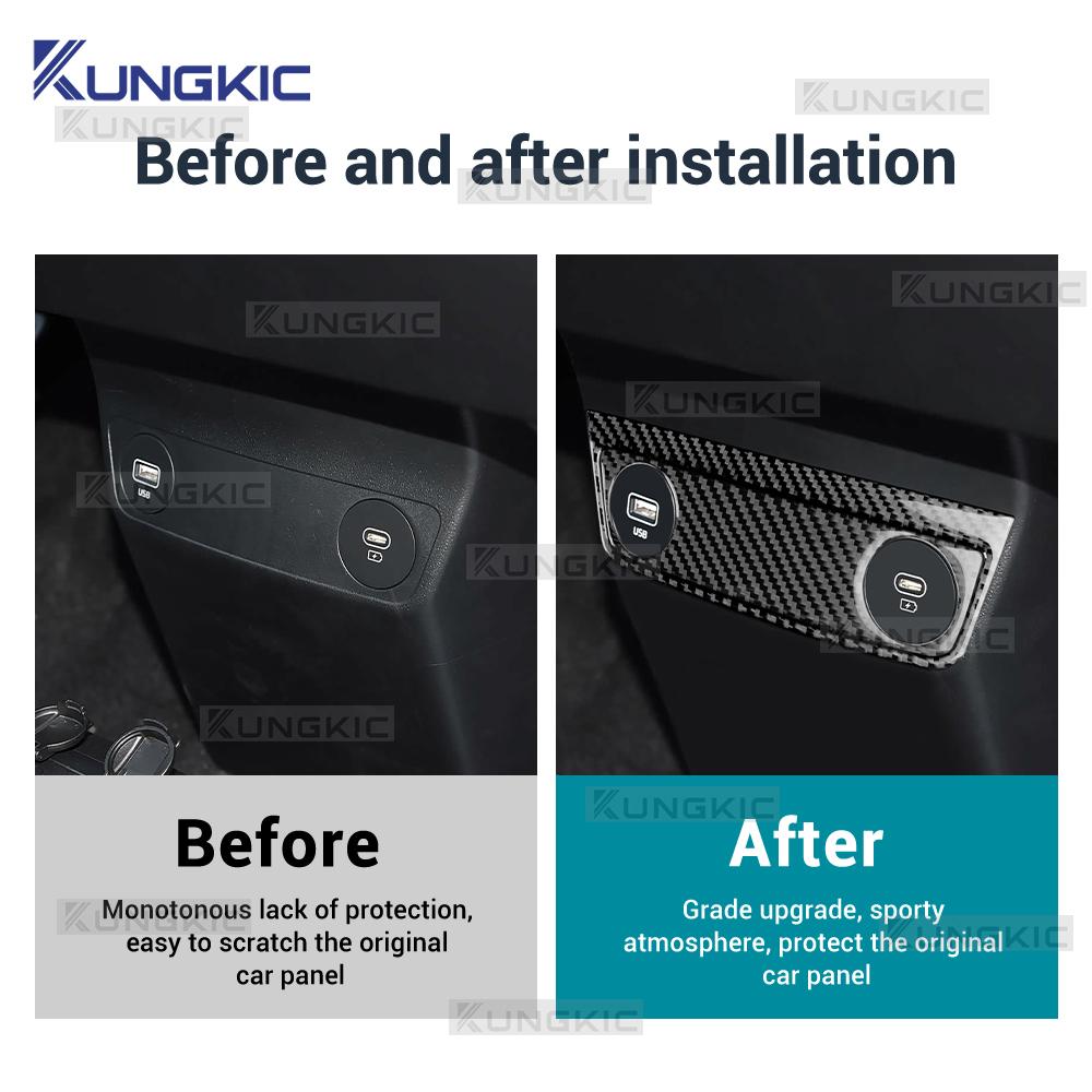 Echter Weicher Karbonfaser-Aufkleber für Kia EV6 GT EV 2022 2023 2024 2025 LHD RHD Auto-USB-Ladeanschluss Innenverkleidungszubehör