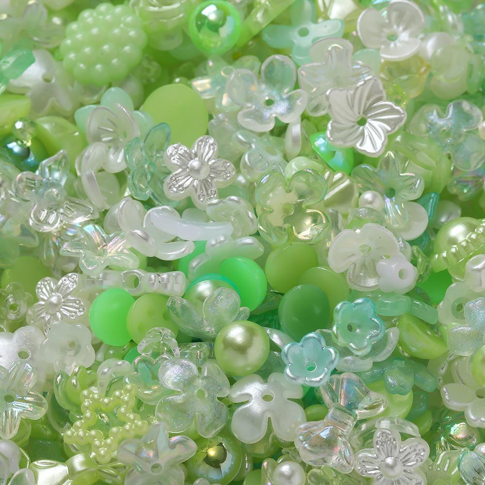 20g Acrylic Mixed Beads Colored Flower Star Shaped Spacer Loose Beads for DIY Jewelry Making Necklace Phone Chain Supplies