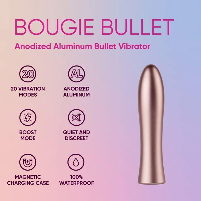 Vibromasseur Bullet - Femme Funn - Bougie Or - Étanche - 20 Modes - Ventouse