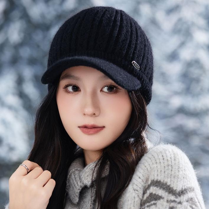 Autumn and Winter Warm Cap Women's Knitted Wool Fashion Baseball Cap Thickened Casual Hat