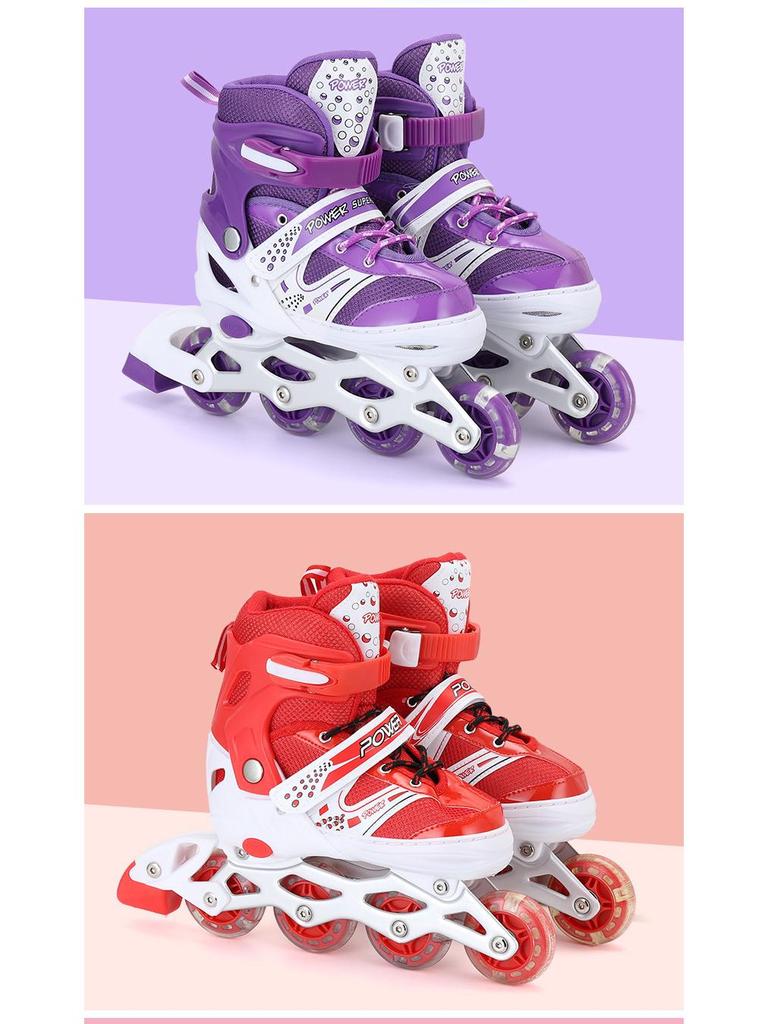 Adjustable Children's Inline Skates - Colorful Full Set