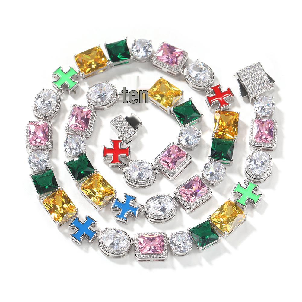 

European-American Hip-Hop Rhinestone Necklace: Colorful Niche Fashion, Influencer Style Sweater Chain Accessories 7-inch Bracelet