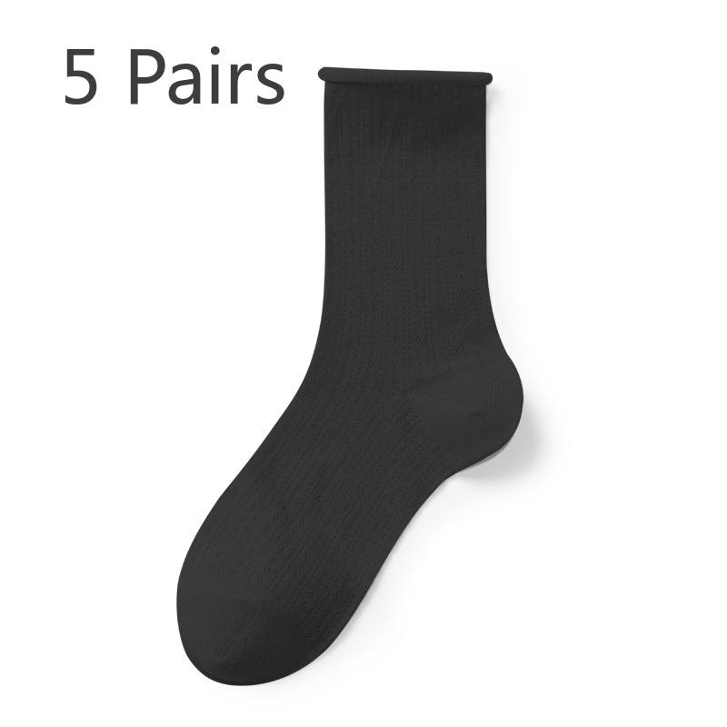 5 Pairs of Women's Summer Thin Cotton Hollow Mesh Pile Socks