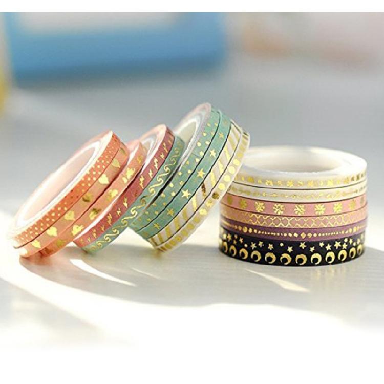 16 Roll Glittering Decorative Tape Masking Tape Hand Account Tape Slim Washis Tape Paper Tape Journal Supplies