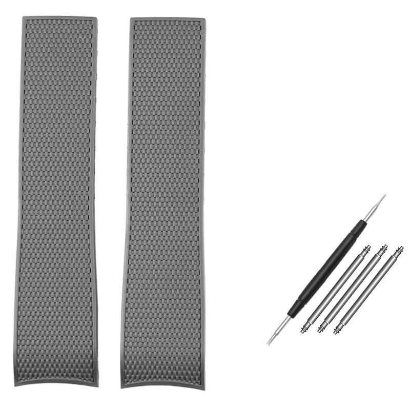 21mm Curved End Rubber Watchband for Longines Conquest HydroConquest L3.781 642 742 782 Sports Diving Silicone Blue Watch Strap