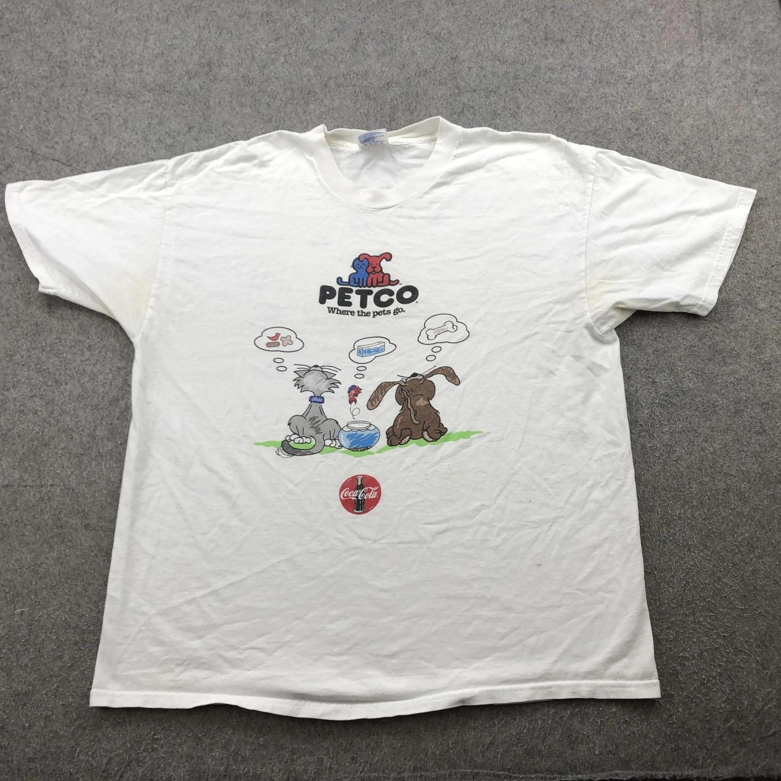 

Vintage PETCO Shirt Mens XL White Graphic Double Sided Paw Print Advertising M