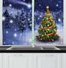 Christmas Theme Curtain Christmas Tree Bell Snowman Red and Green Matching Cloth Curtain for Bedroom Living Window High Shading