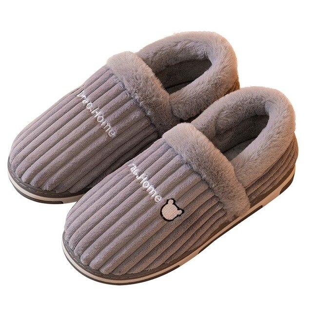 Women Men Couples Home Slippers New Fashion Warm Winter Furry Soft Short Plush Slipper Non Slip Bedroom Slides Indoor Shoes