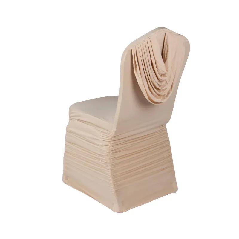 

Wedding Spandex Chair Cover Ruffle Top Lycra Universal Hotel Banquet Birthday Party Decoration Luxury Pleat Nice Design шампанського