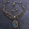 Labradorite, Moonstone Gemstone Copper Wire Wrap Jewelry Necklace 18" P0S07