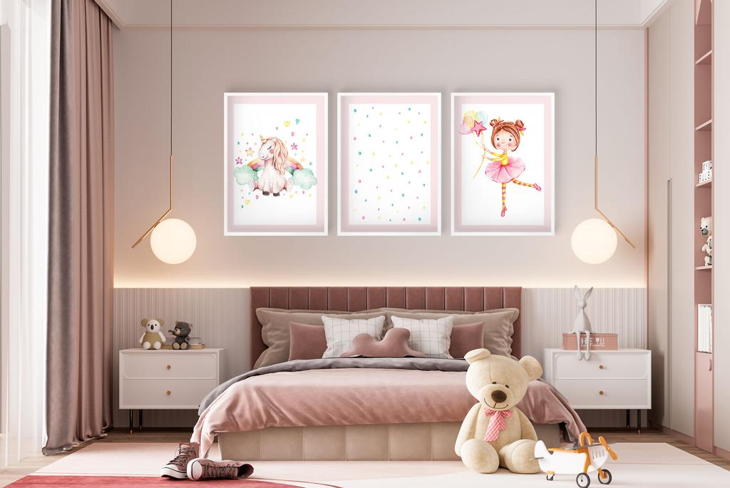 Plakaty dla dzieci Zestaw pastelowa baletnica jednorożec do pokoju dziecka 50x70