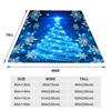 1pc Soft Christmas Tree Print Plush Blanket Blue Xmas Theme Snowflake All Season Use Washable Throw Blanket for Girls Daughter