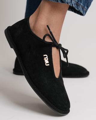 Flat Shoes 638210 36 Black Suede