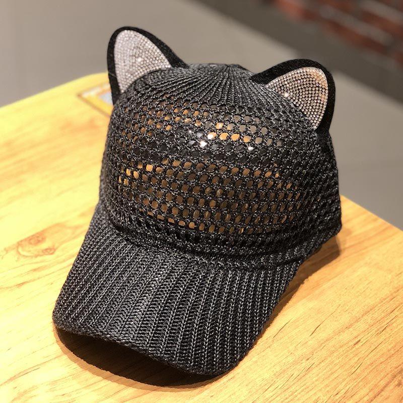 

Милая бейсболка с кошачьими ушками для женщин - Регулируемая застежка-кнопка, Дышащая сетчатая кепка тракера, Легкая летняя шляпа от солнца с очаровательными кошачьими ушками ONE SIZE