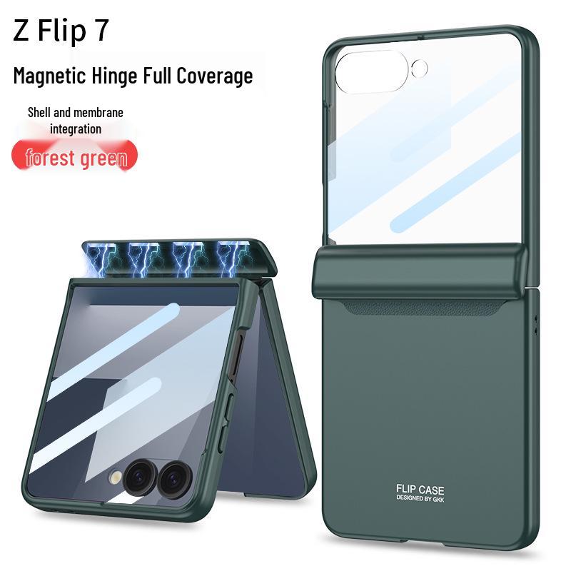 Samsung ZFlip7 Case: Ultra-Thin Foldable Screen Protector with Magnetic Adsorption - Full Coverage, Hard Shell Design.