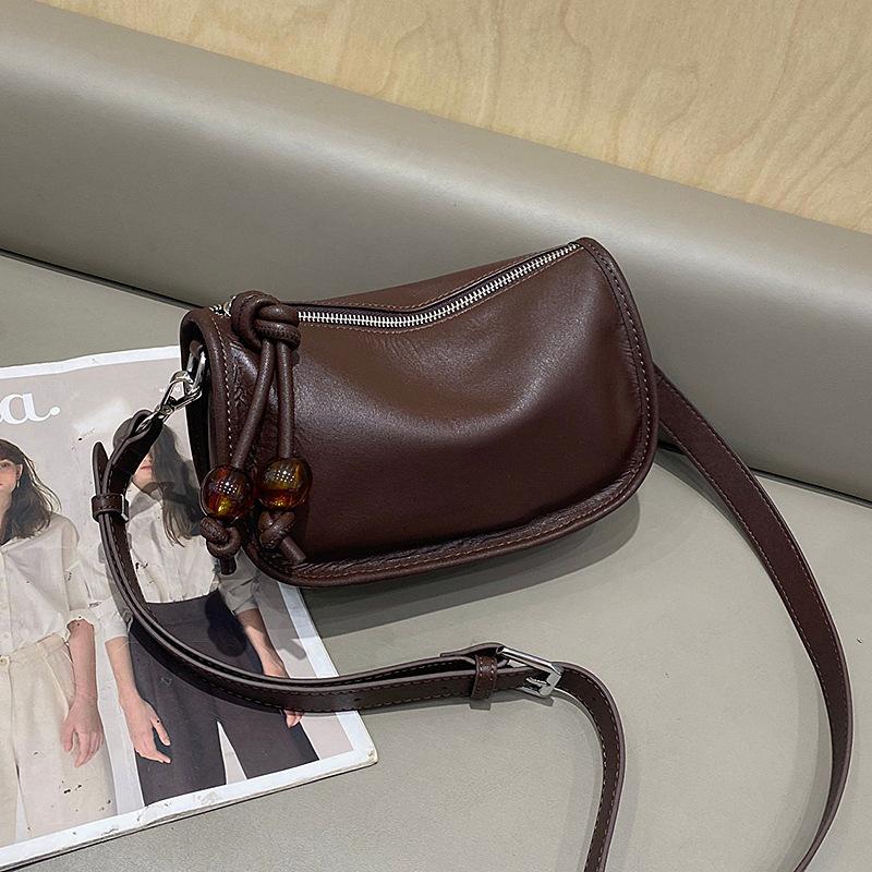 Genuine Leather Women's Bag Boston Bag Shoulder Bag Versatile Crossbody Bag Women's Pillow Bag