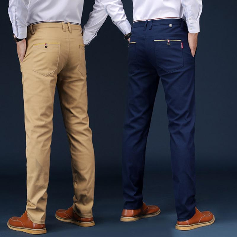 Men's Solid Color Casual Business Pants - Autumn/Winter Korean Style