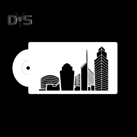 Plantilla para pastel, herramientas para hornear con patrón de construcción de punto de referencia, molde en relieve para decoración de postres DIY de PVC, 5 uds.