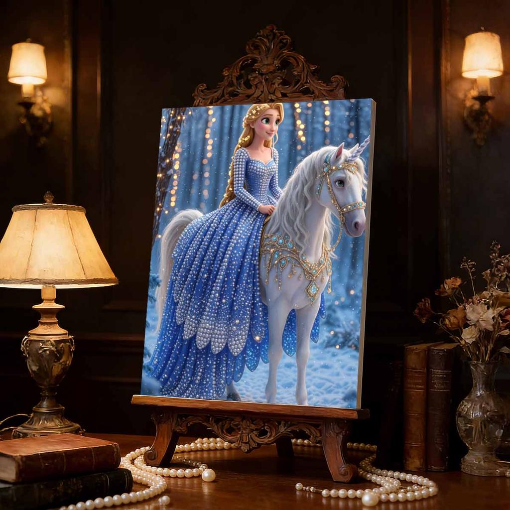 Disney Pearl Painting Rapunzel Unicorn Snow Forest Creative Art 5D Pearl Embroidery Cross Stitch Kit Handmade DIY Home and Room Decor Gift