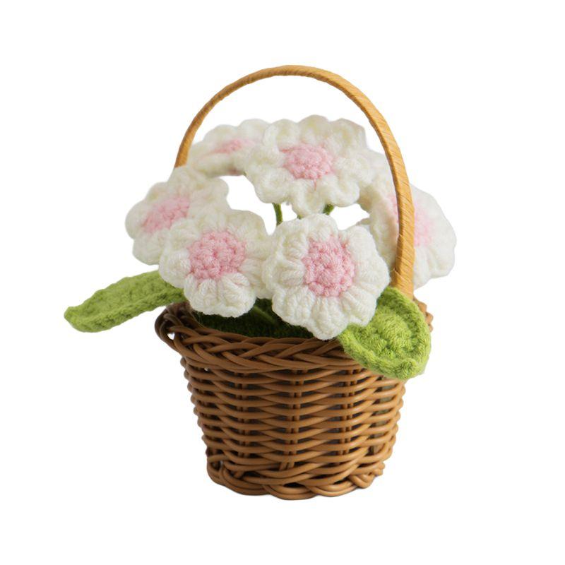 Simulated Flower Potted Plant Crochet Flower Ornament
