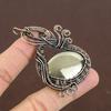 Natural Pyrite Agate Gemstone Handmade Copper Wire Wrap Pendant 2.76" F0I28