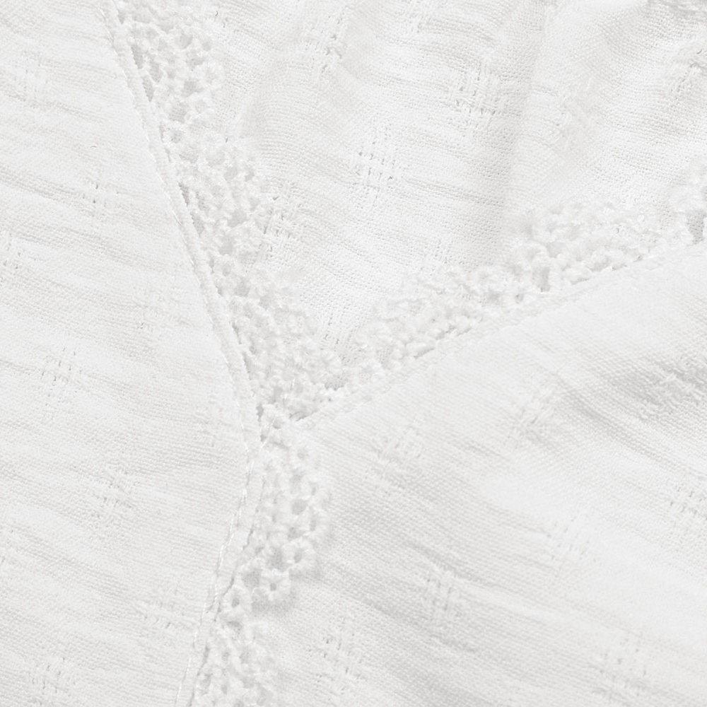 Women's Summer V Neck Short Sleeve Lace Panel Loose White Shirt Blouses