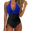 New European and American Swimsuit Women's Halter Sexy Cross-color Swimsuit