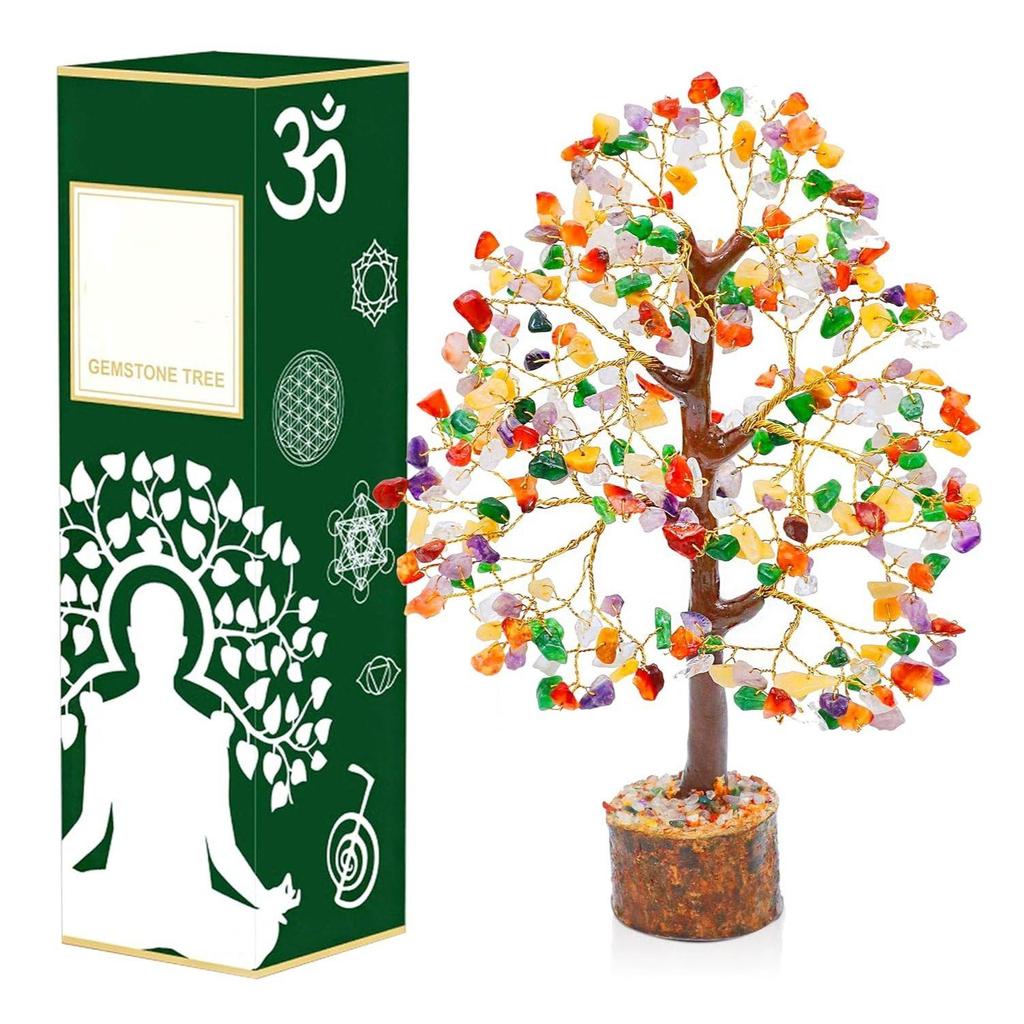 Christmas Decorations Mix Chakra Gemstone Tree Feng Shui Figurine Money Bonsai Good Luck Reiki Healing Crystals Home Decoration
