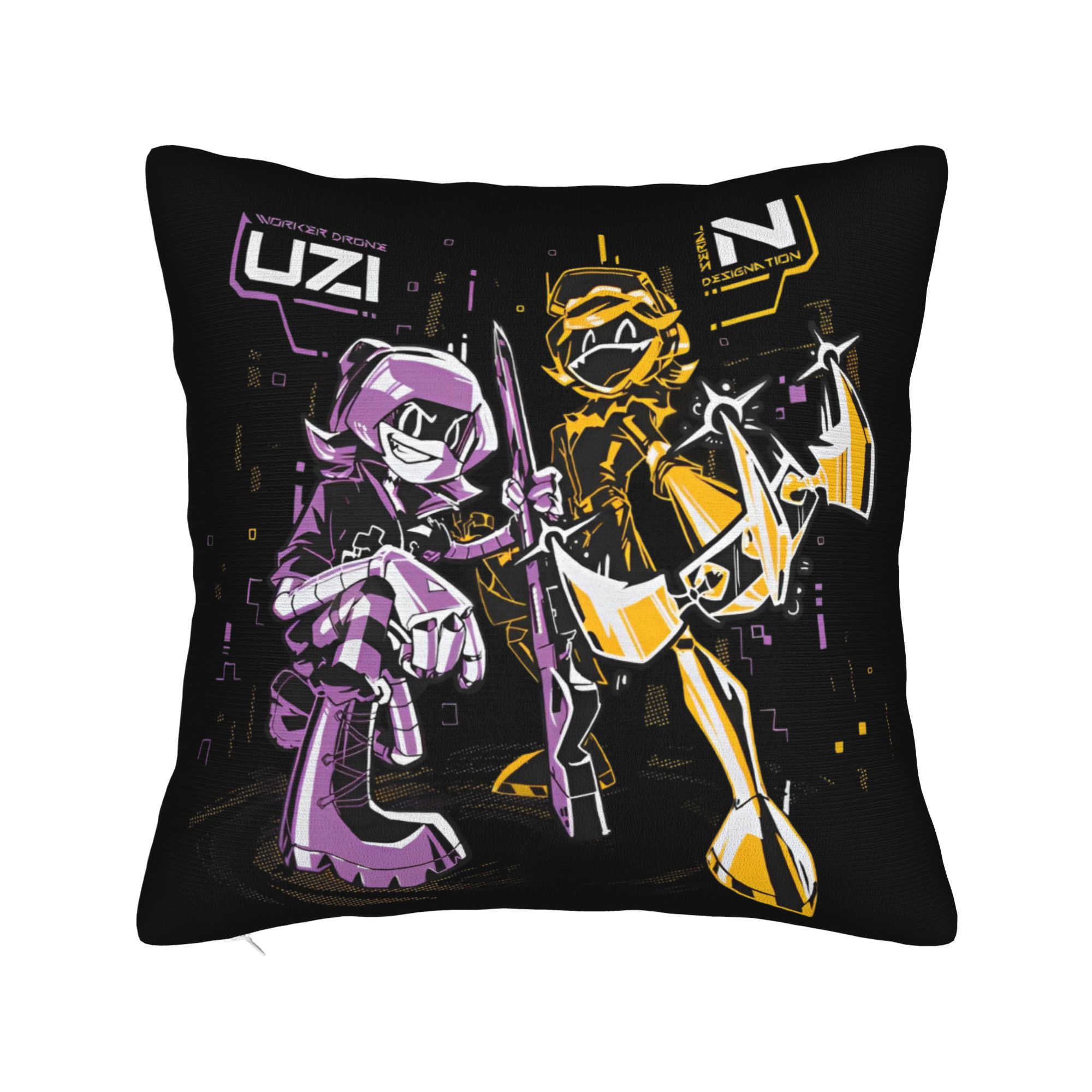

Murder Drones Square Pillow Case Funny Retro Tv Series Cushion Covers Novelty Zipper Decor Pillowcase for Home 18x18 30x30cm 12x12in
