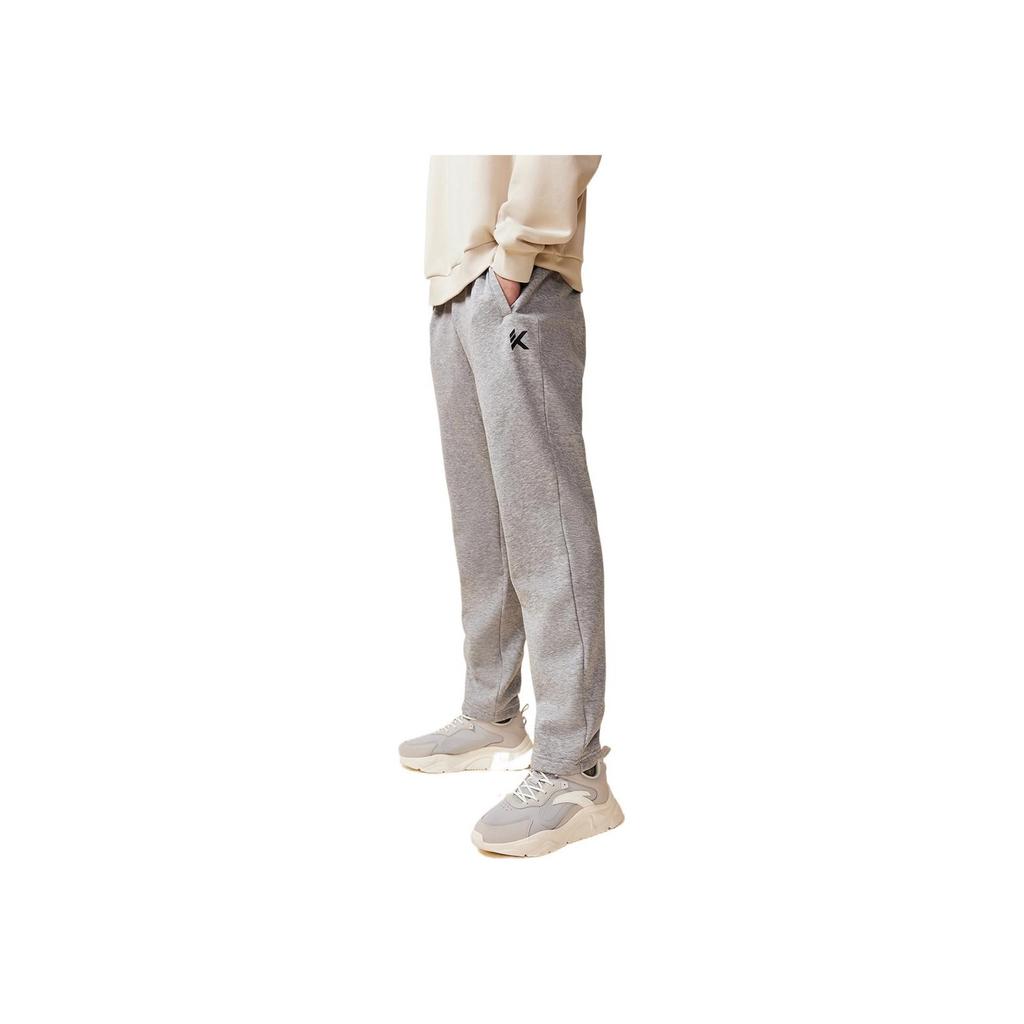 Anta Loose Logo Embroidered Cuff Casual Straight Leg Sports Pants Men Bottoms Gray 952231350-2